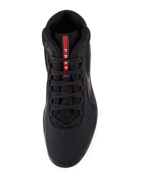 prada americas cup mens black high top sneakers|prada america's cup high top.